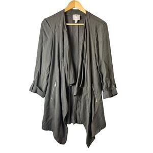 Eliane Rose Tensel Jacket Womens Medium Drape Open Lagenlook Boho Hippie Zippers